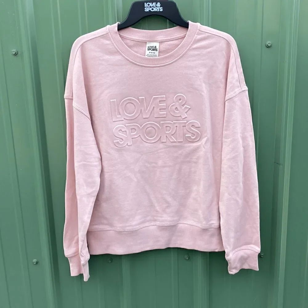 WOMEN’S GRAPHIC Love & Sports Sweatshirt Top Shirt Size M